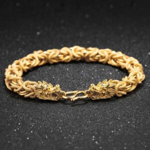 Double-Headed Golden Dragon Bracelet – Success & Fortune - Metal element crystal for love