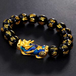 Color-Changing Pixiu Obsidian Wealth Bracelet - Water element crystal for love
