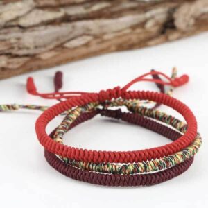 Tibetan Buddhist Knot Lucky Rope Bracelet - Fire element crystal for love