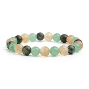 Triple Prosperity Bracelet – Citrine, Green Aventurine, Turquoise - Wood element crystal for love