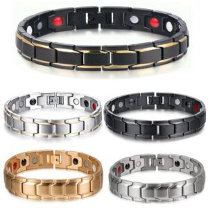 Magnetic Therapy Bracelets – Black, Silver, Gold - Metal element crystal for love