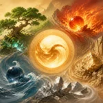 Five Elements surrounding a luminous BaZi Day Master symbol