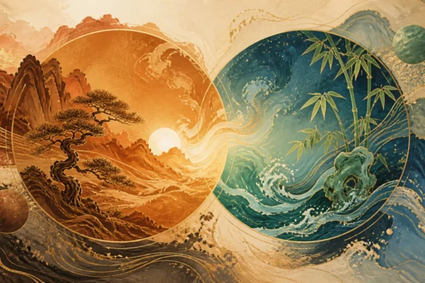Two balanced elemental circles representing BaZi relationship compatibility