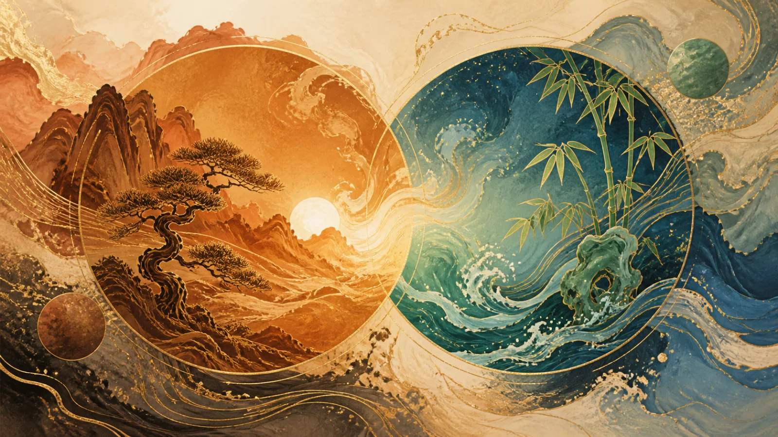 Two balanced elemental circles representing BaZi relationship compatibility