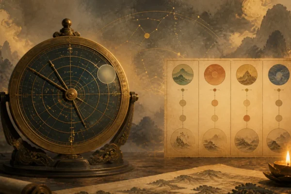 Chinese astrolabe representing a BaZi reading without an exact birth time
